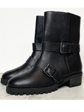 New! Splendid Karlyn Buckle Black Leather Boot 6.5